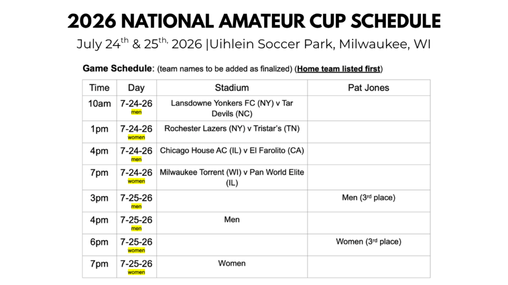 2026 NATIONAL AMATEUR CUP SCHEDULE